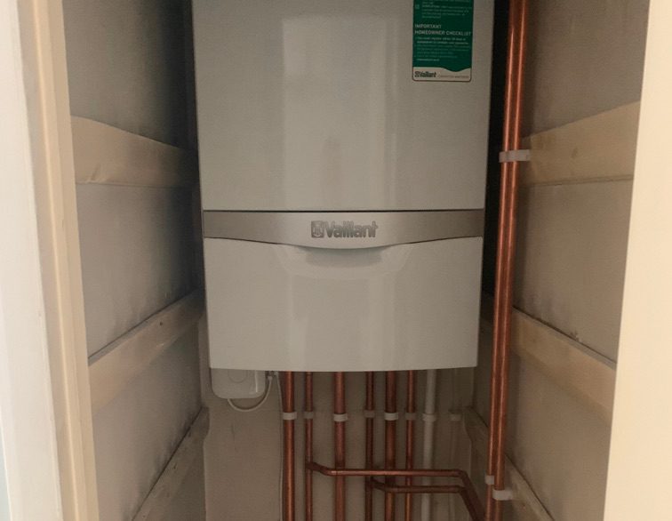 Photo of a new Vallant boiler that's been installed inside a house in Southampton/